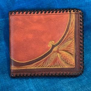 Vintage Wallet Billfold Meeker Made Tooled Leather